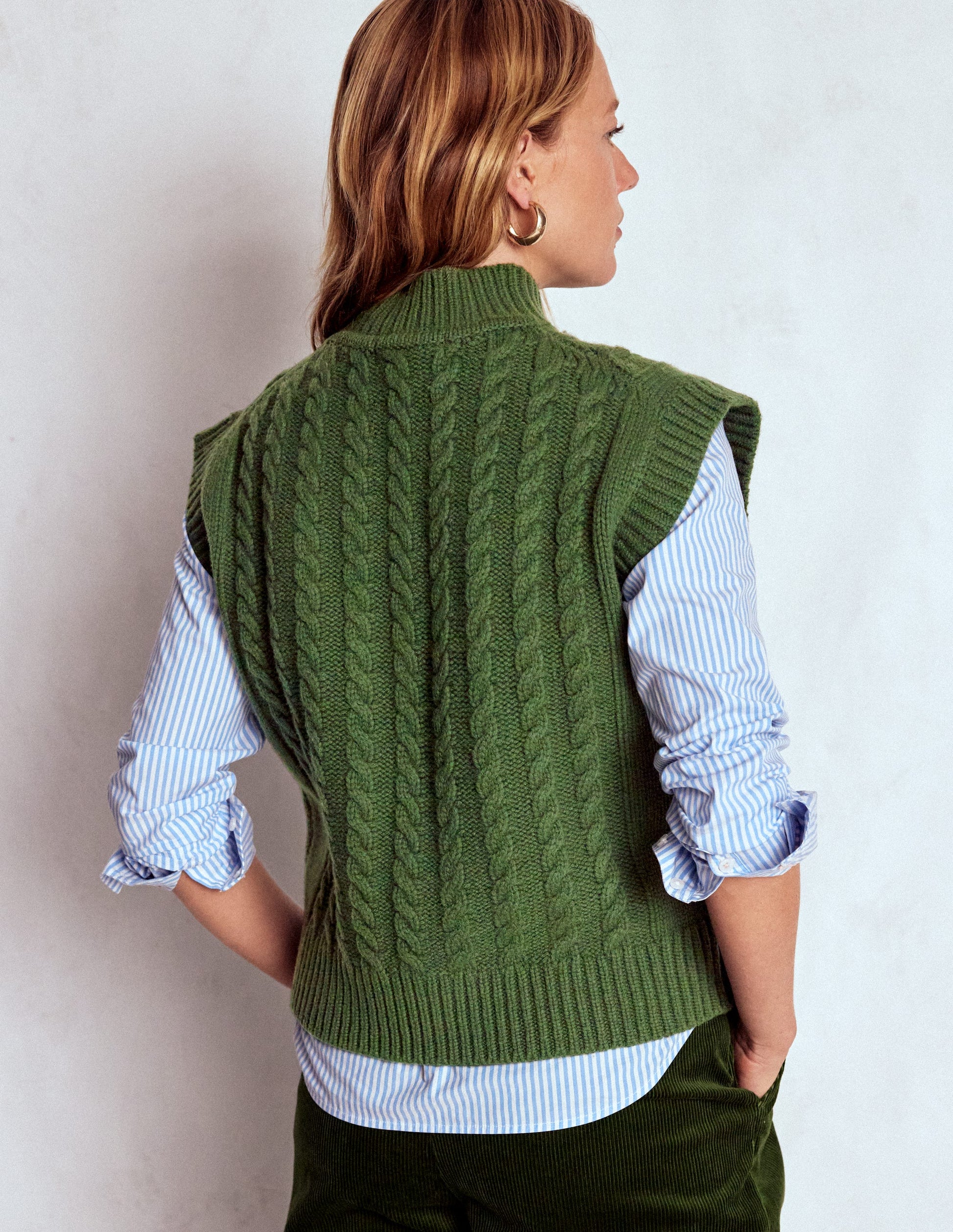 Amara Merino Cable Tank-Green Fir-3