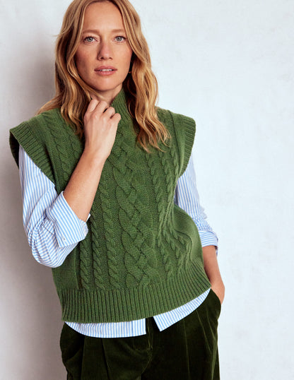 Amara Merino Cable Tank-Green Fir-4