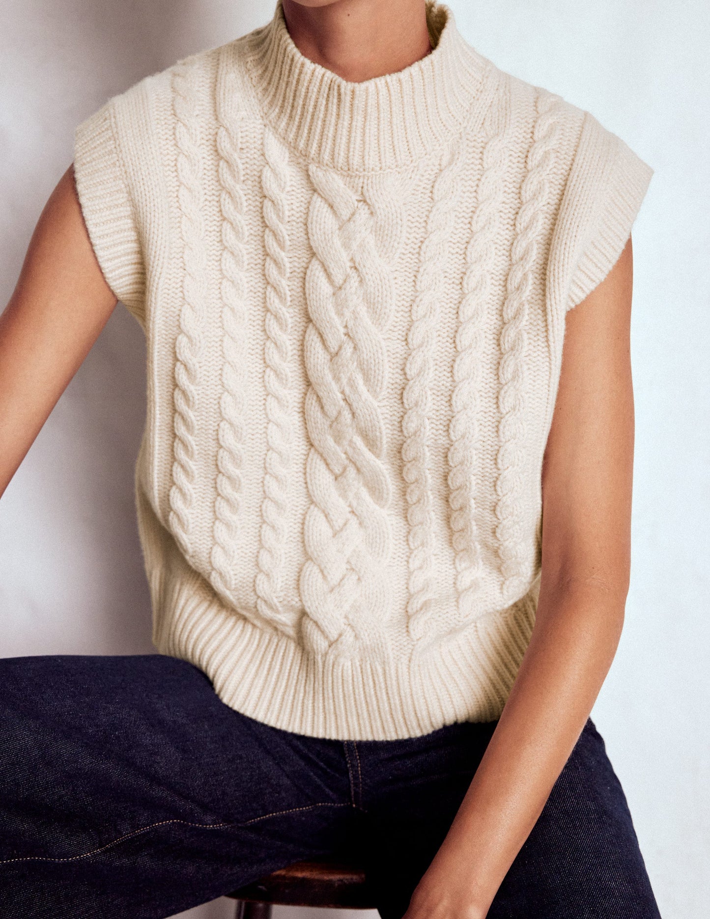 Amara Merino Cable Tank-Warm Ivory