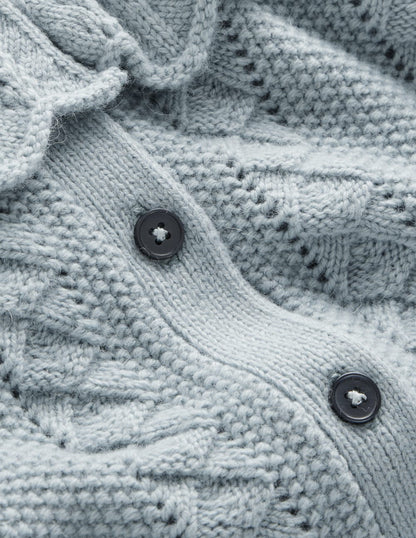 Scallop Collar Cardigan-Seamist Blue Melange-7