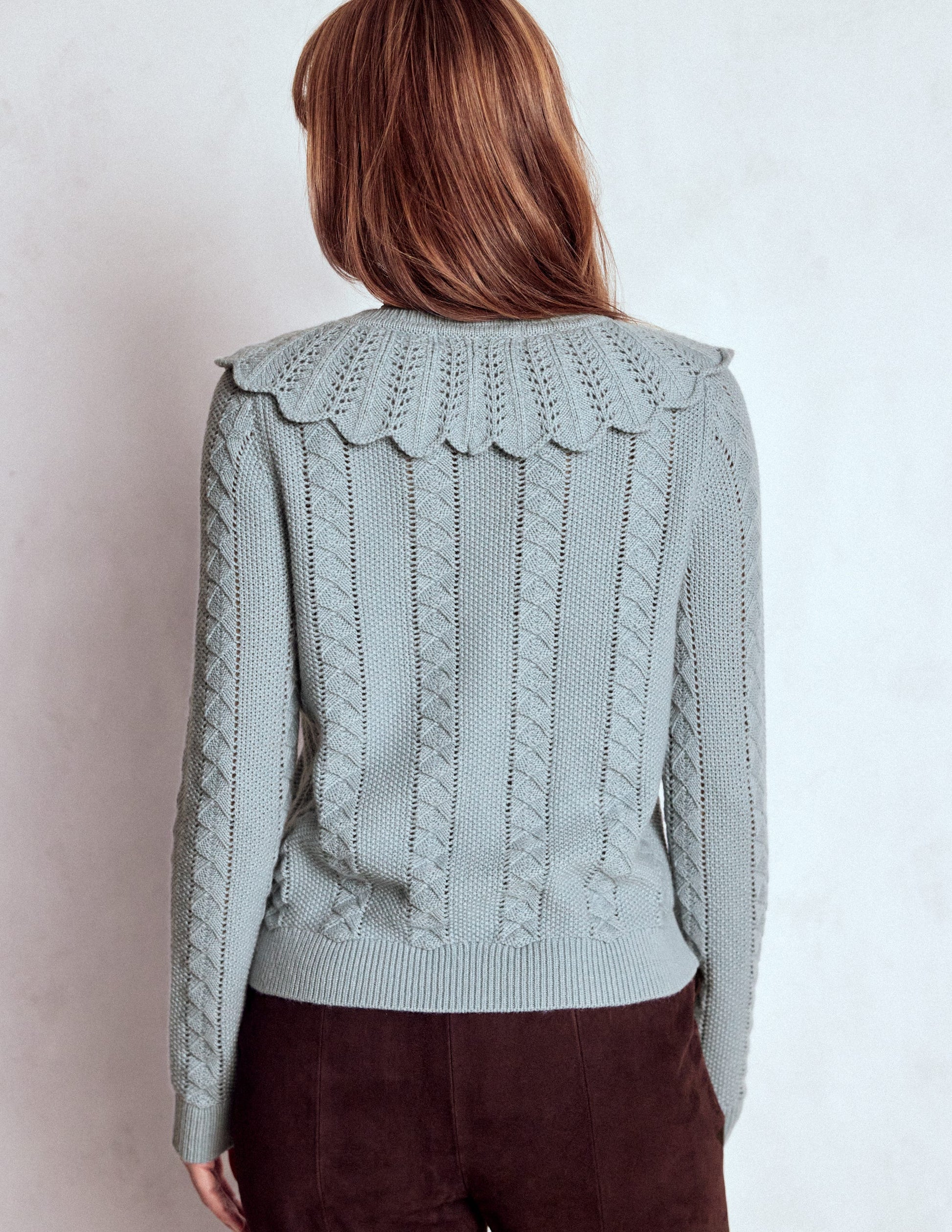 Scallop Collar Cardigan-Seamist Blue Melange-3