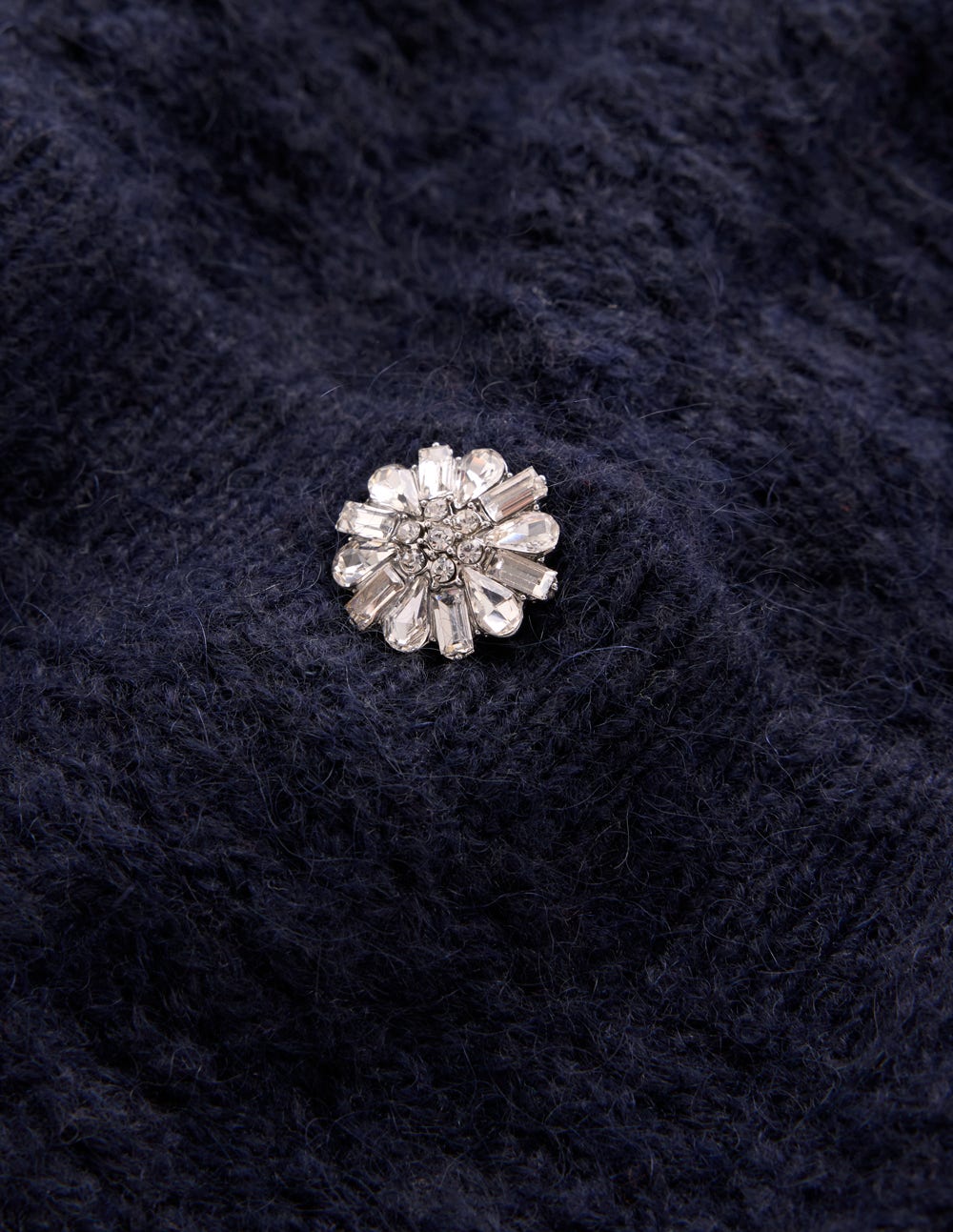Jewel Button Cardigan-Navy