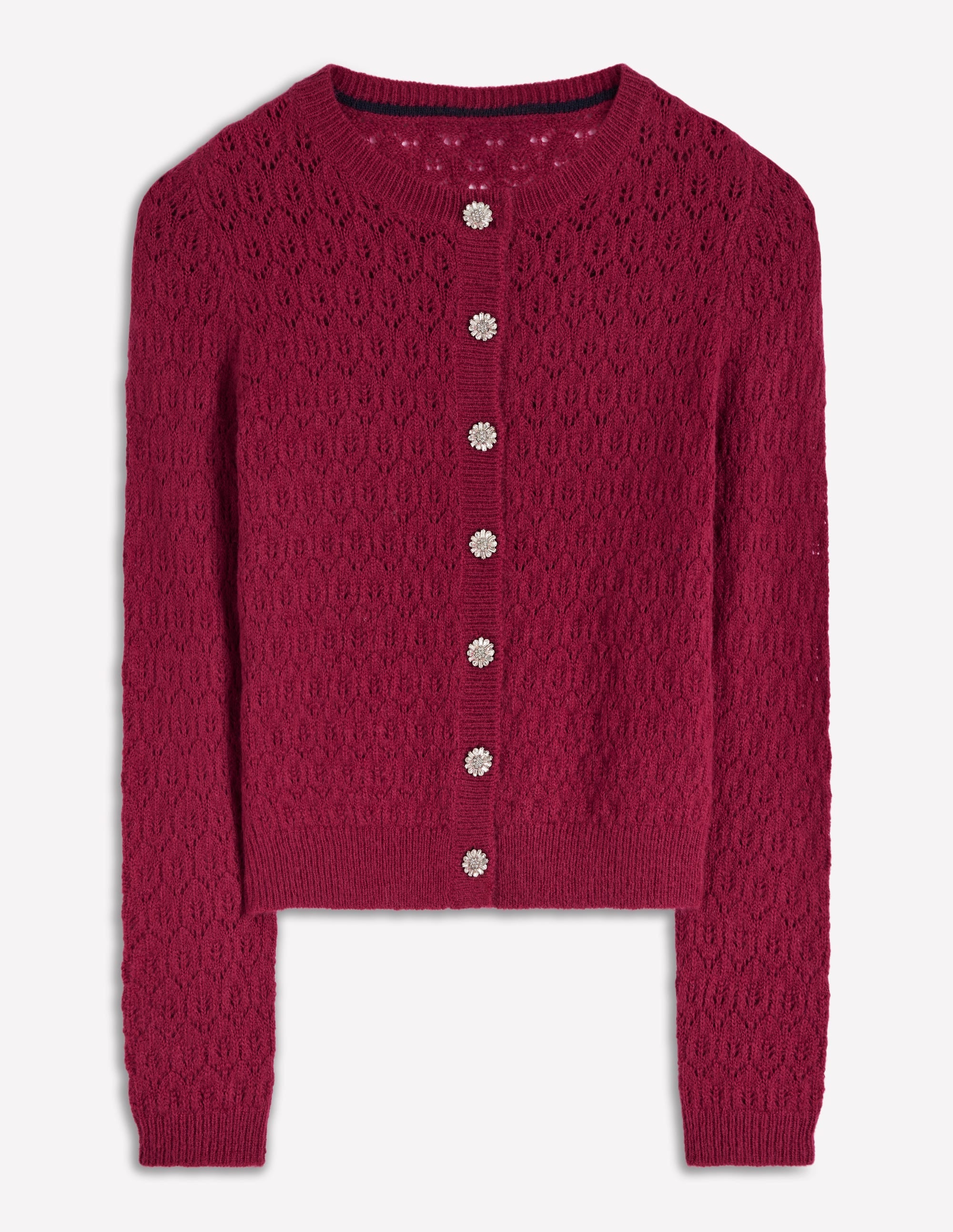 Jewel Button Cardigan-Ruby Red - Image 6