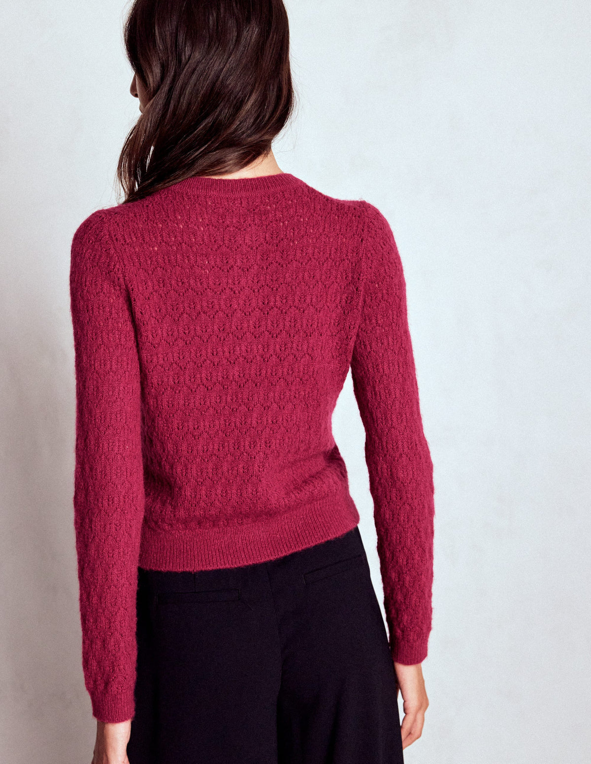 Jewel Button Cardigan-Ruby Red - Image 3