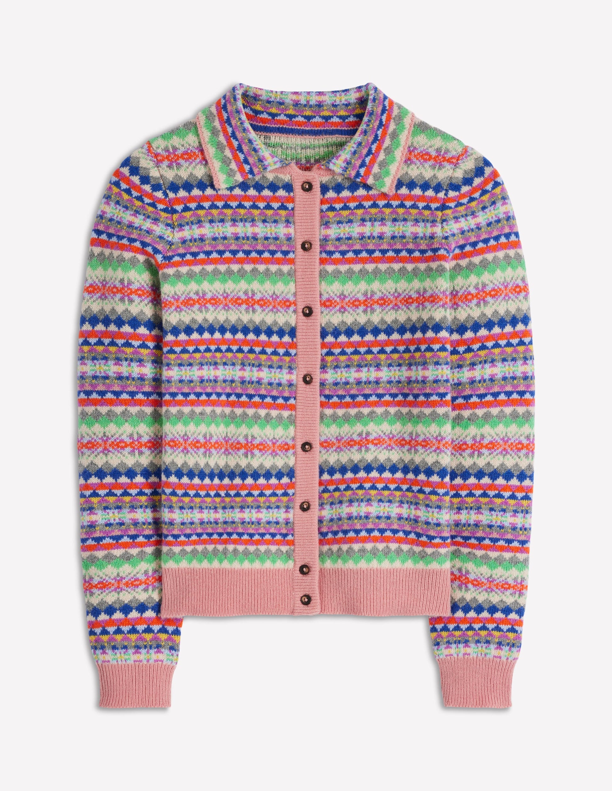 Edie Fair Isle Knitted Shirt-Pink Heritage Fair Isle-5