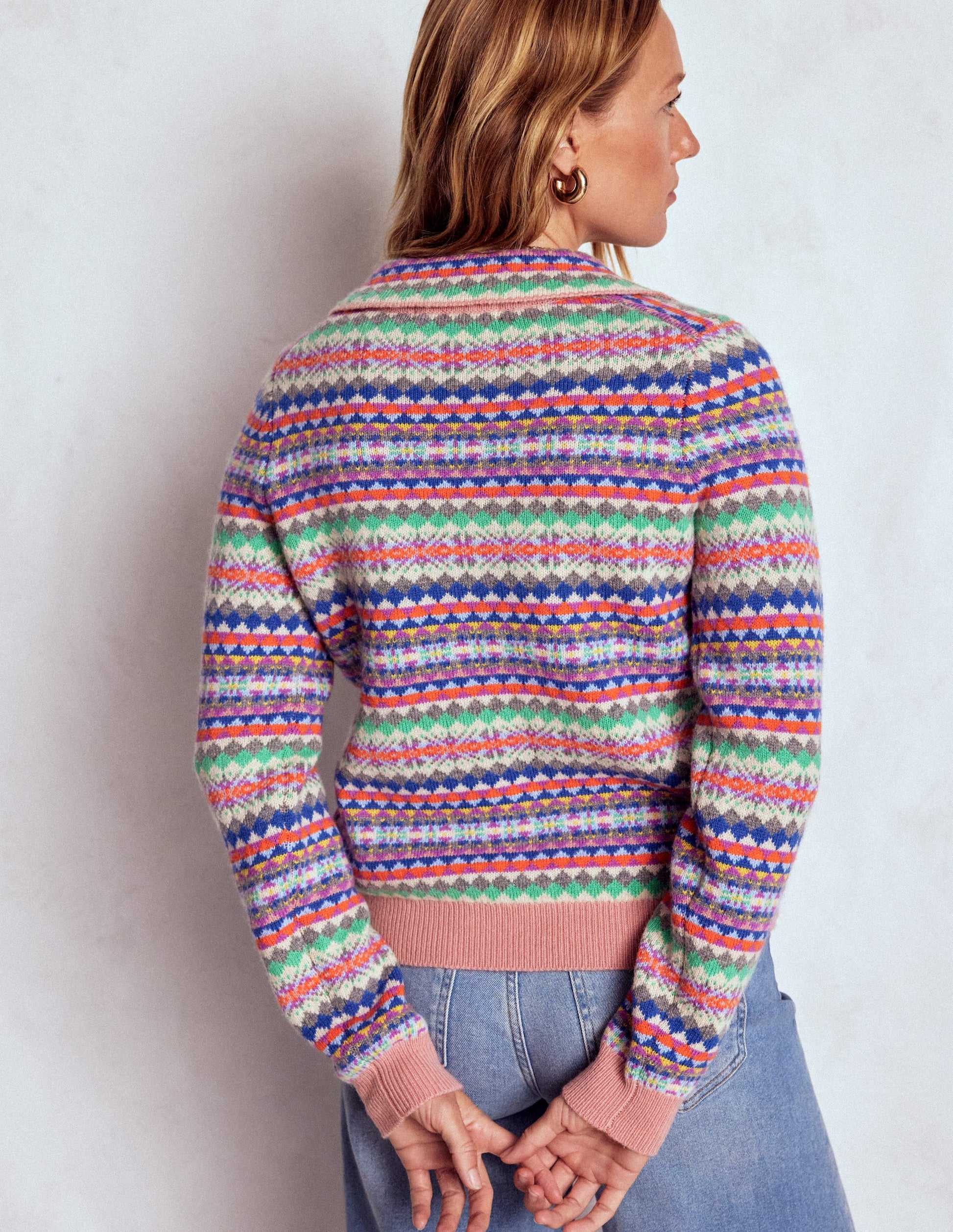 Edie Fair Isle Knitted Shirt-Pink Heritage Fair Isle-3