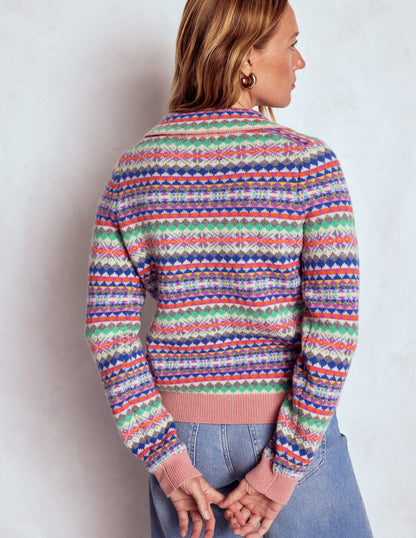 Edie Fair Isle Knitted Shirt-Pink Heritage Fair Isle-3