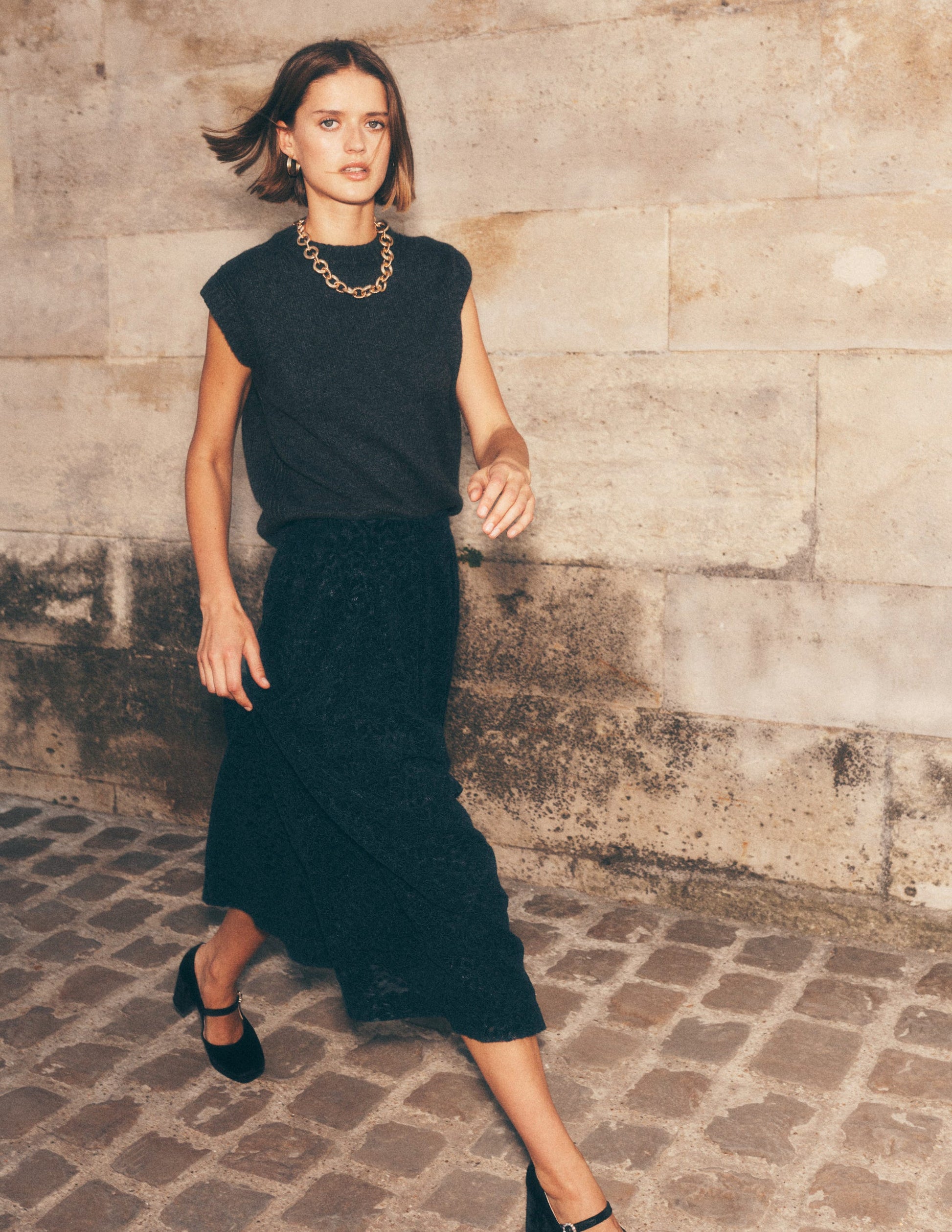 Cashmere Ribbed Trim Tank-Charcoal Melange-1