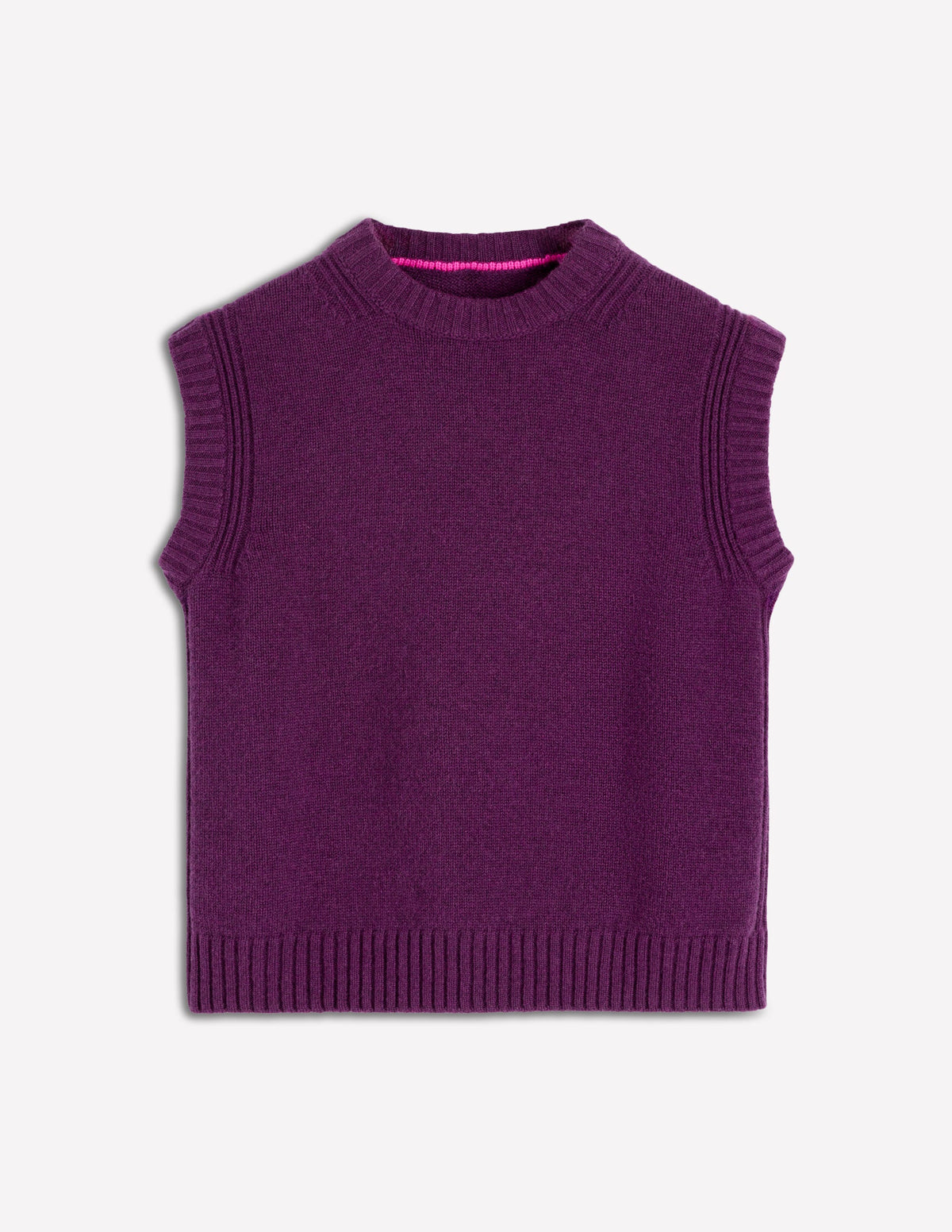 Cashmere Ribbed Trim Tank-Purple - Image 6