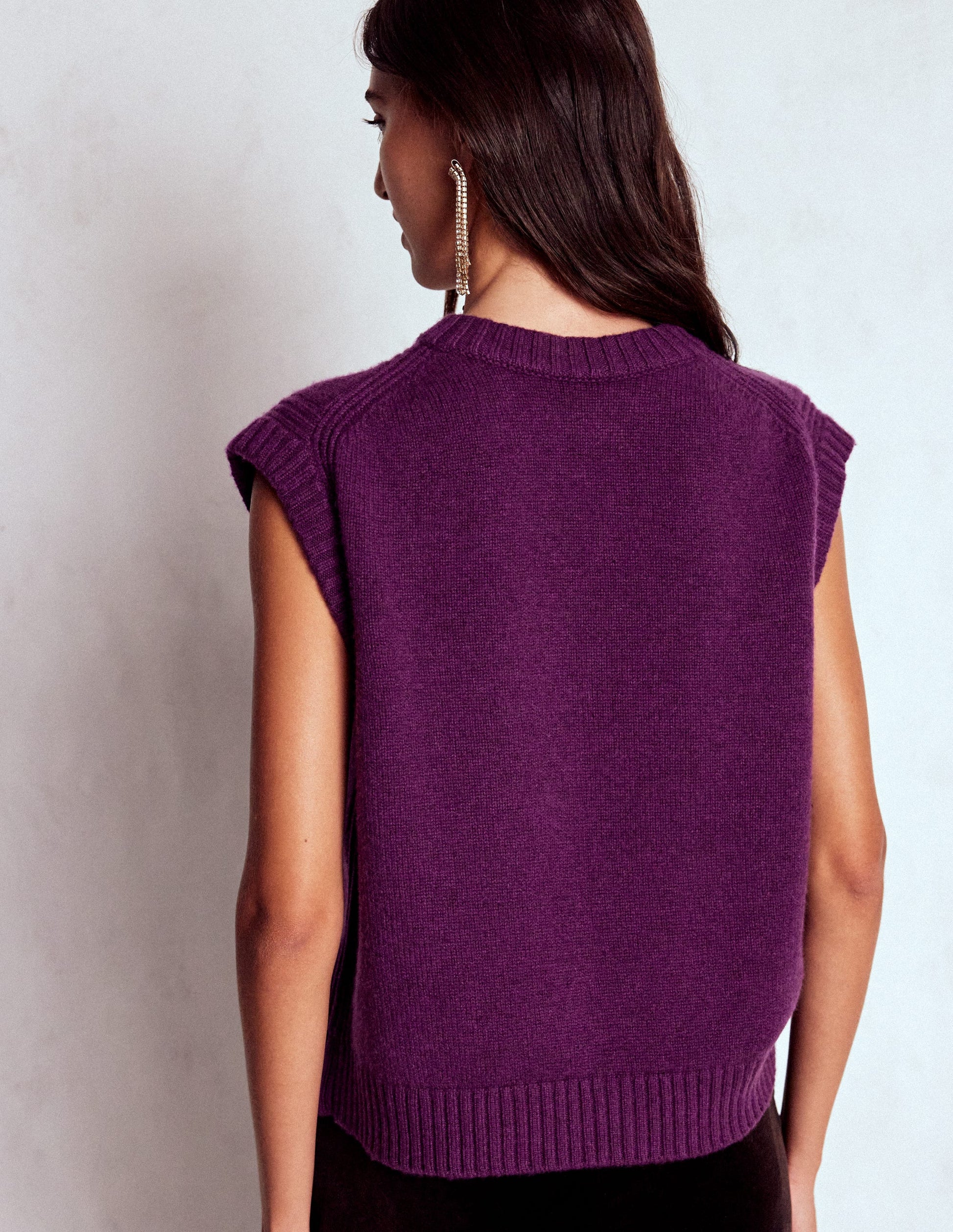 Cashmere Ribbed Trim Tank-Purple-3