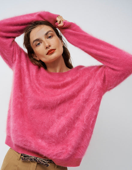 Brushed Cashmere Jumper-Pink Peony