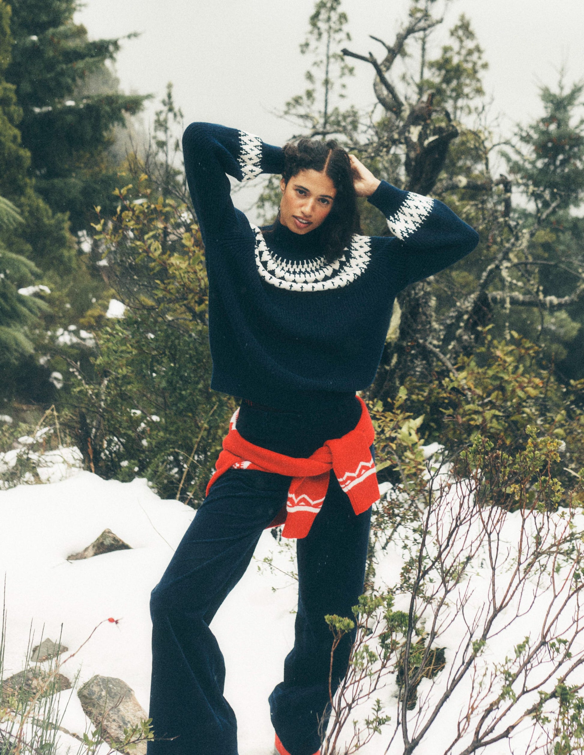 Bianca Cotton High Neck Jumper-Navy Fair Isle-6