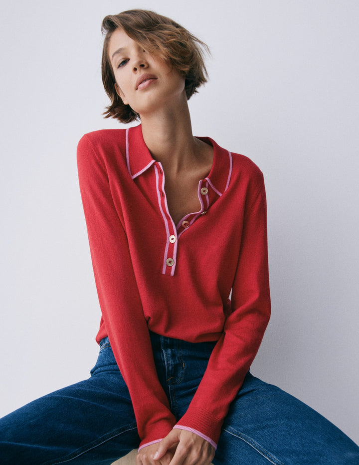 Liz Henley Jumper-Salsa Red
