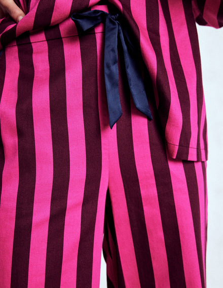 Cotton Pyjama Trousers-Pink Stripe