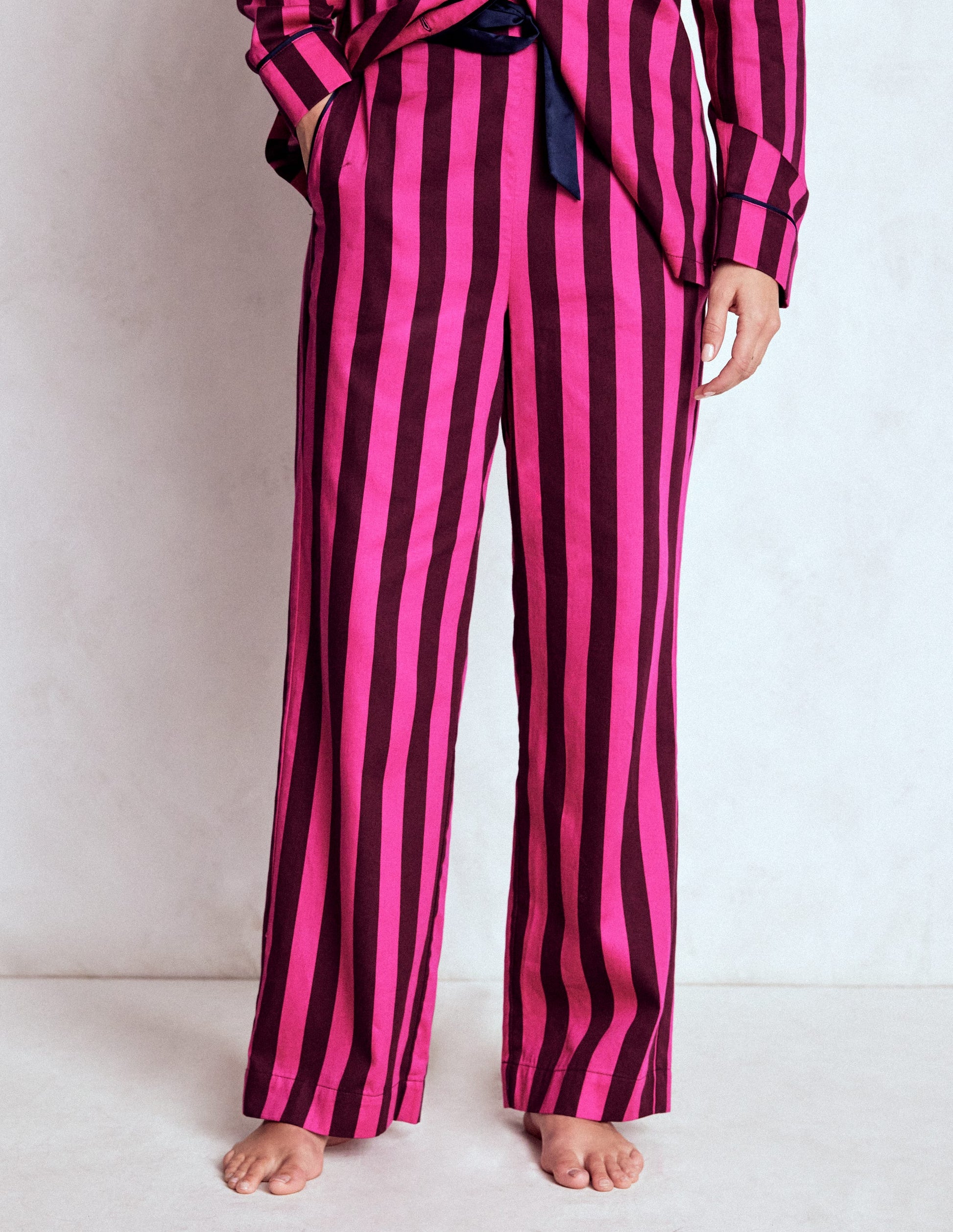 Cotton Pyjama Trousers-Pink Stripe-4