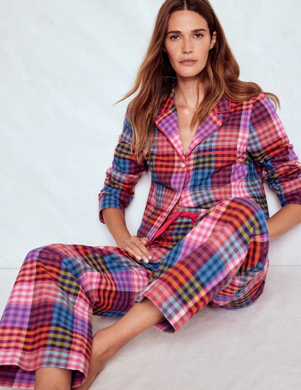 Brushed Cotton Pyjama Trousers-Rainbow Blanket Check
