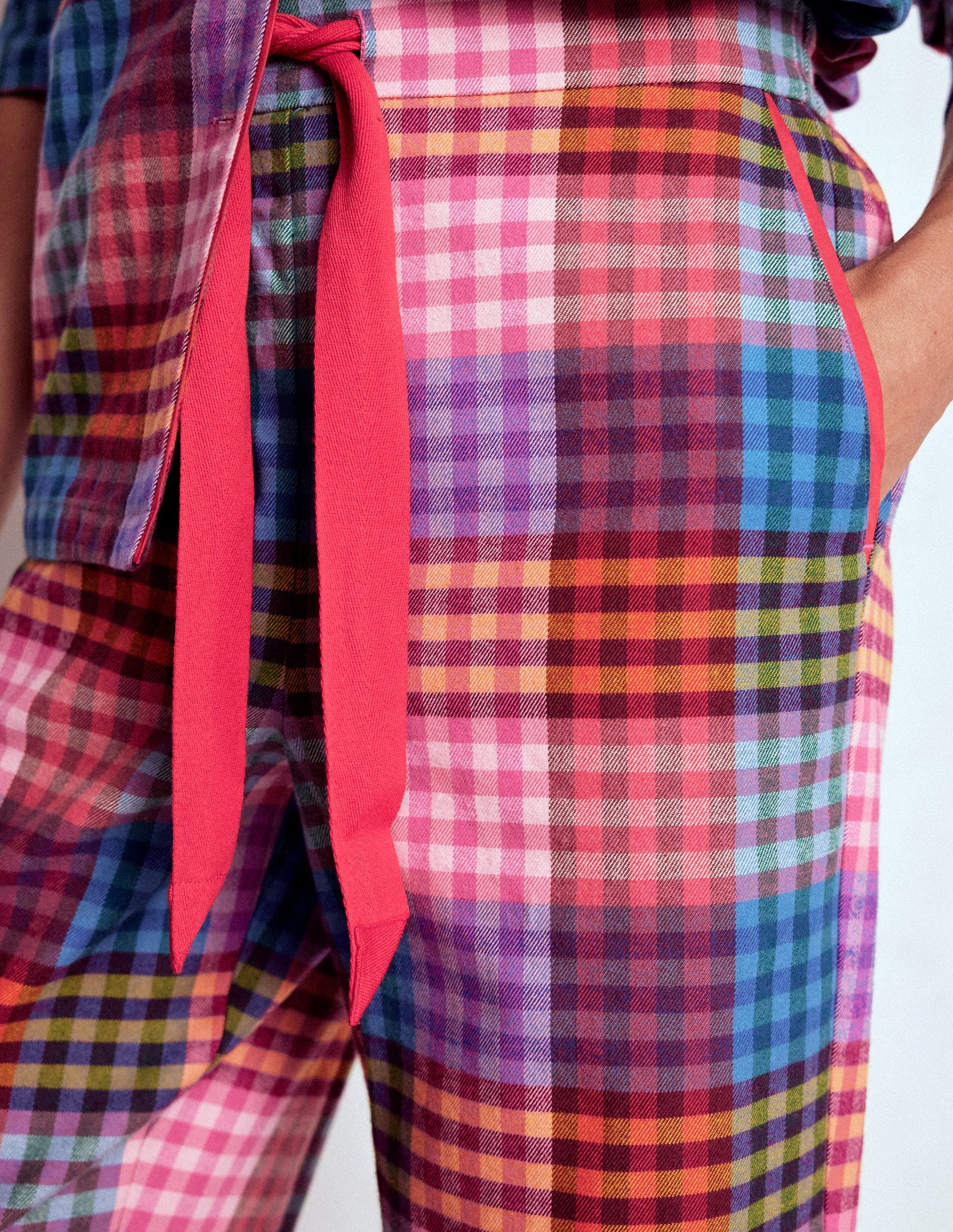 Brushed Cotton Pyjama Trousers-Rainbow Blanket Check-2