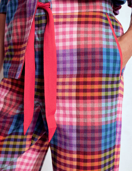 Brushed Cotton Pyjama Trousers-Rainbow Blanket Check