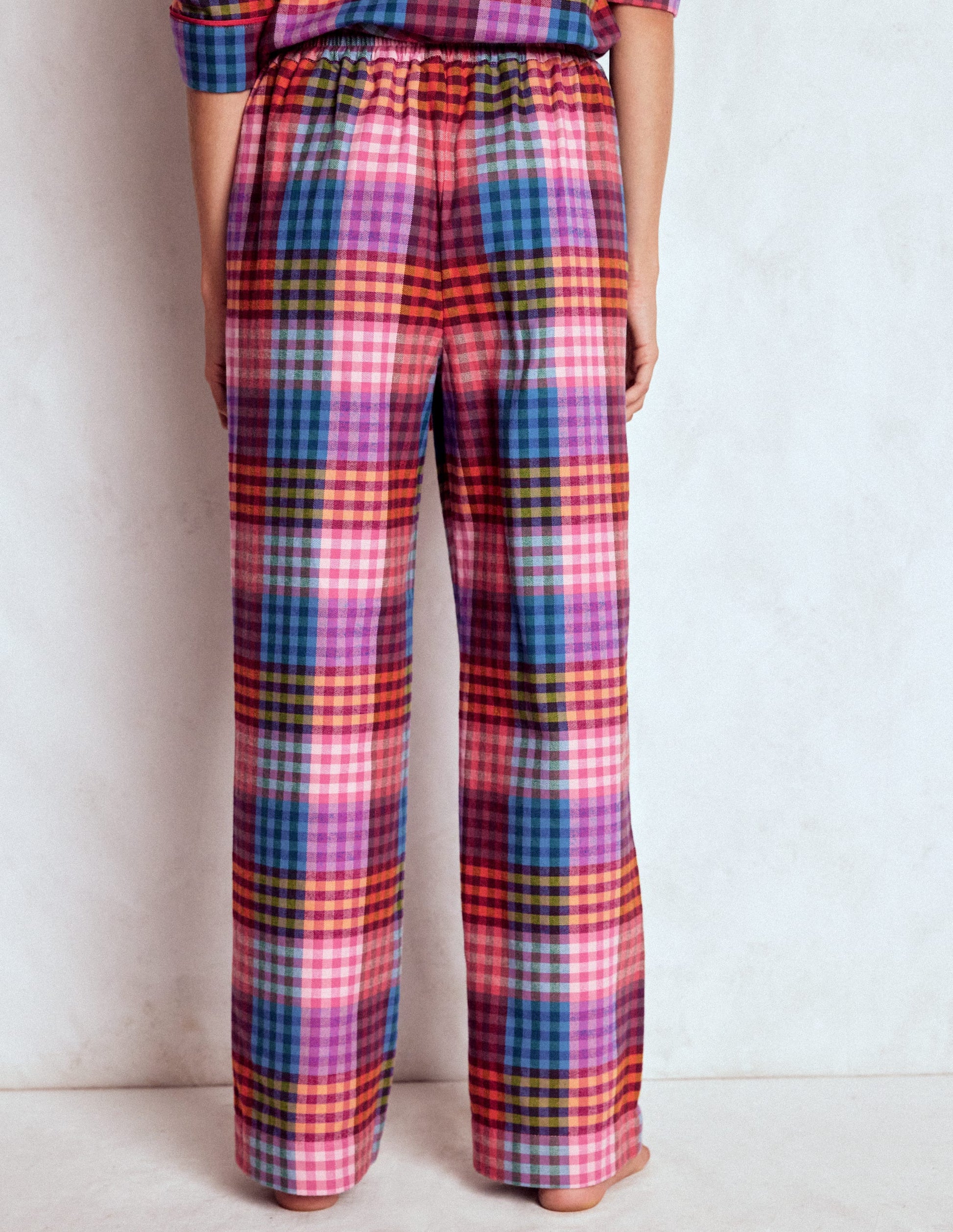 Brushed Cotton Pyjama Trousers-Rainbow Blanket Check-3