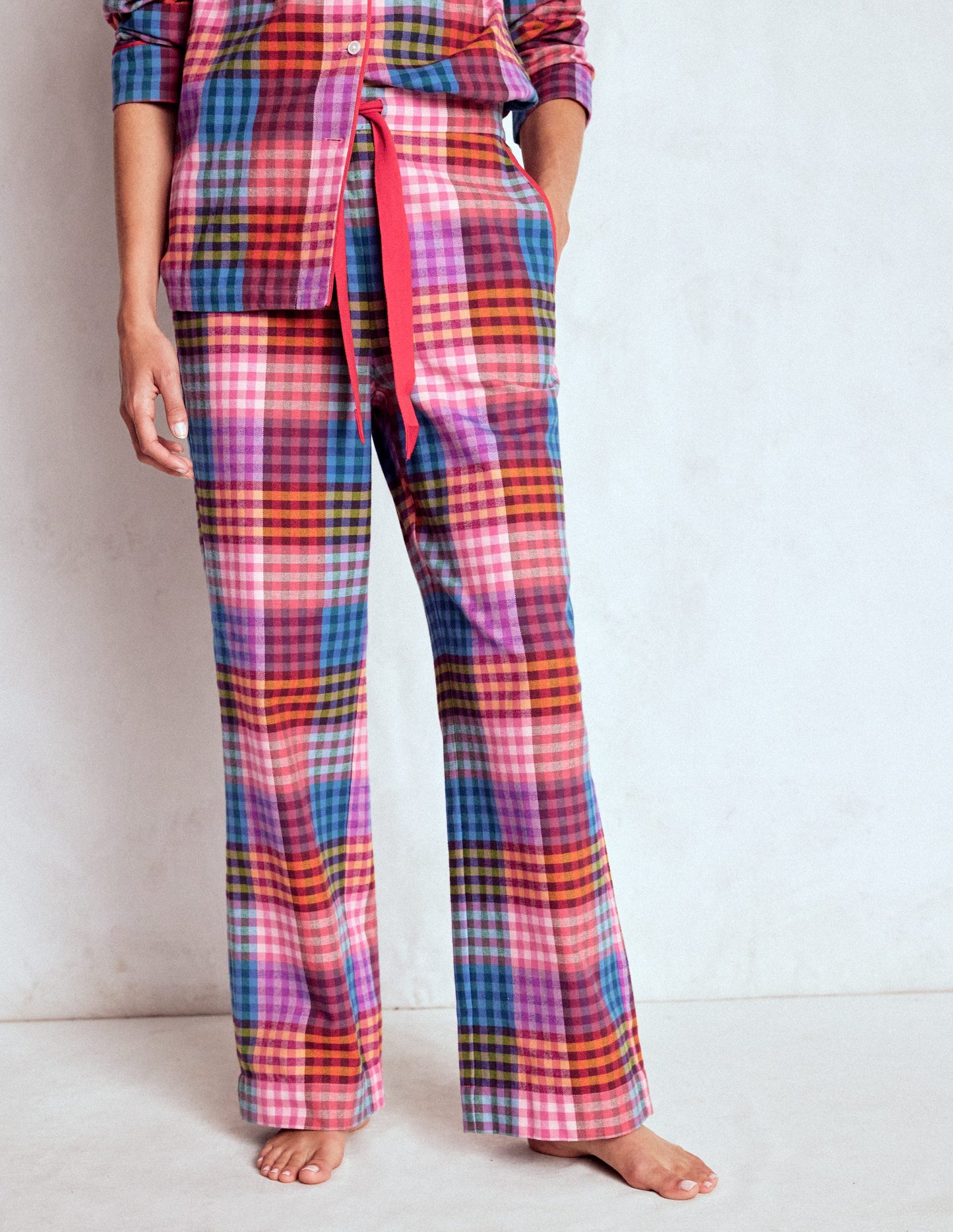 Brushed Cotton Pyjama Trousers-Rainbow Blanket Check