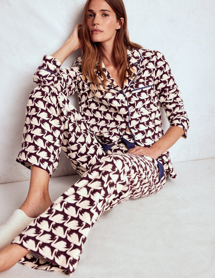 Brushed Cotton Pyjama Trousers-Winetasting, Geo Swan