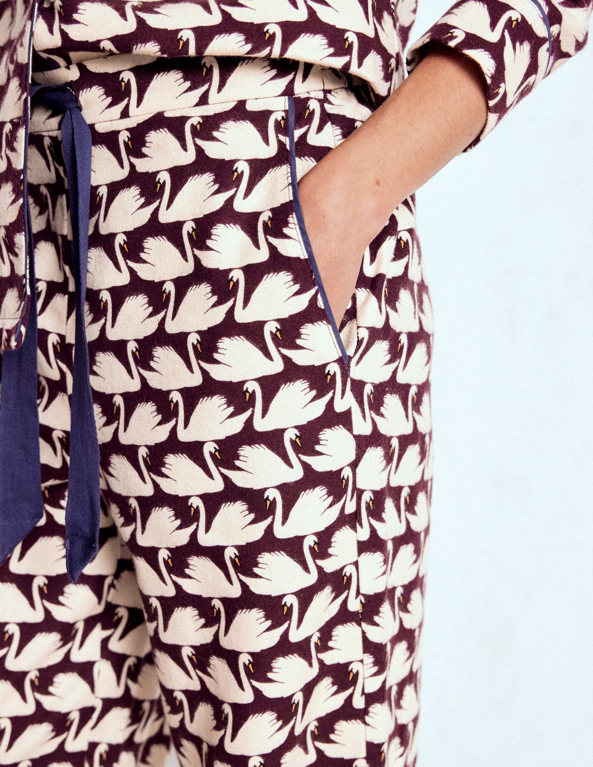 Brushed Cotton Pyjama Trousers-Winetasting, Geo Swan - Image 3