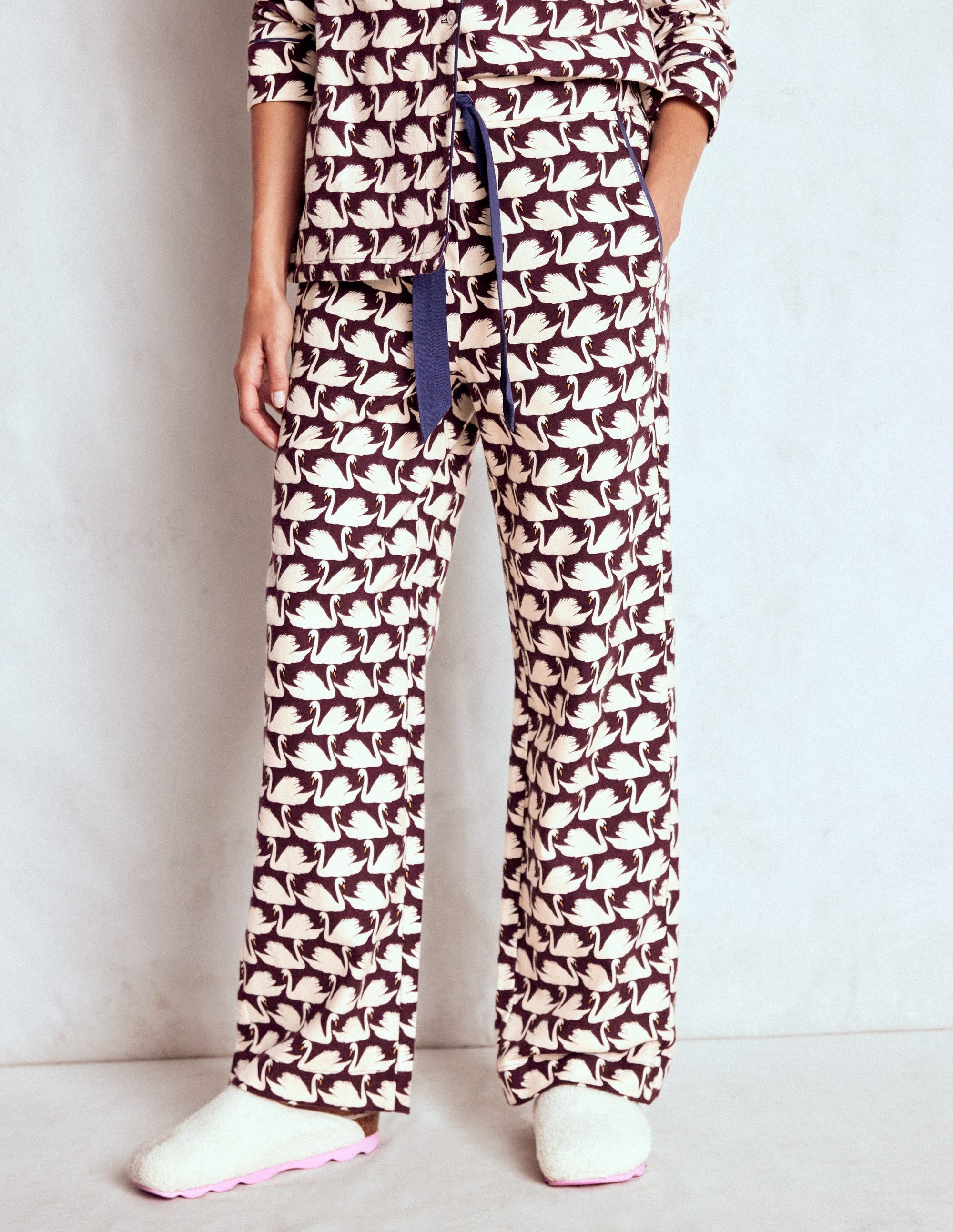 Brushed Cotton Pyjama Trousers-Winetasting, Geo Swan - Image 1