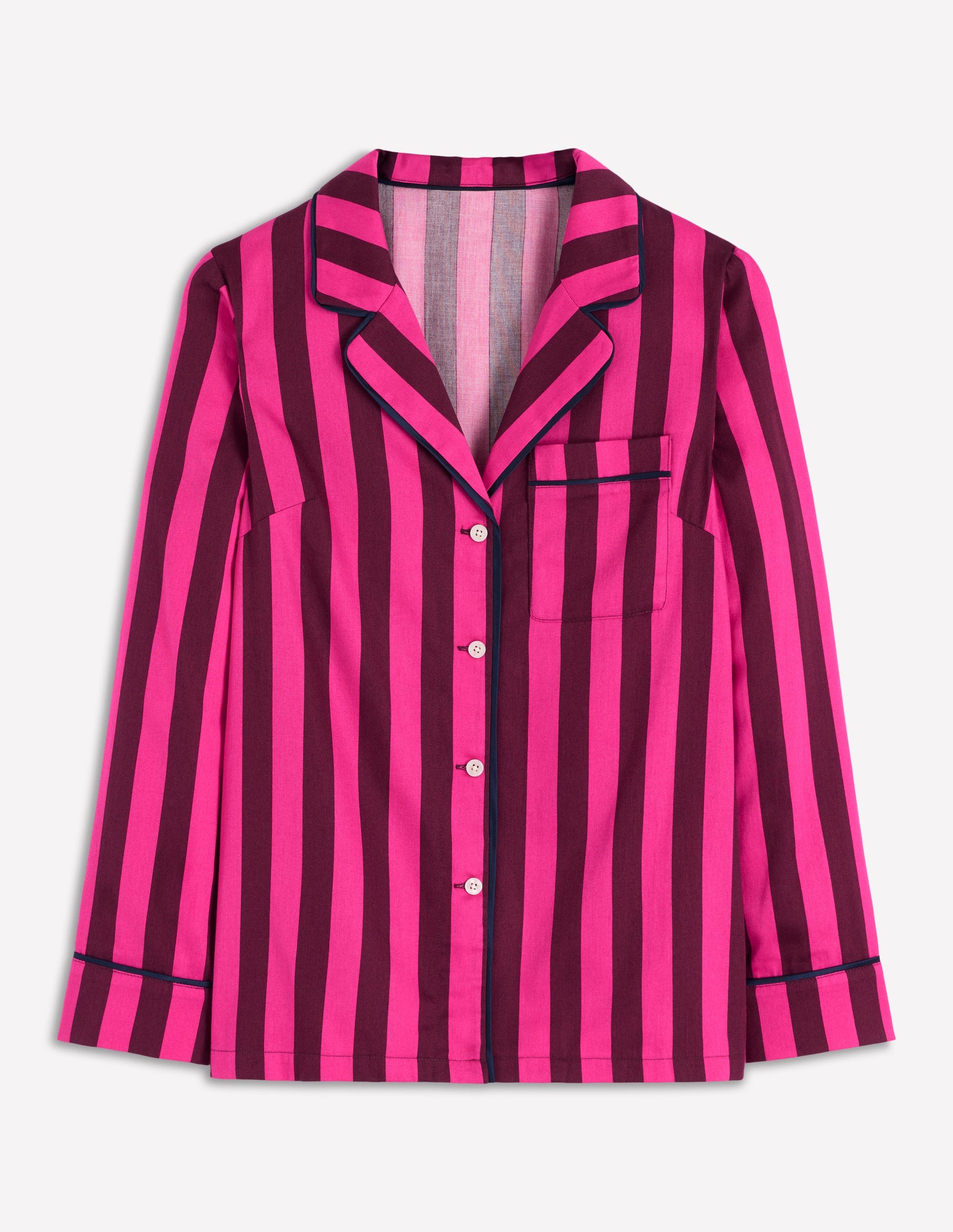 Cotton Pyjama Shirt-Pink Stripe-6