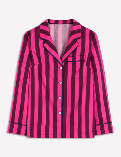 Cotton Pyjama Shirt-Pink Stripe-6