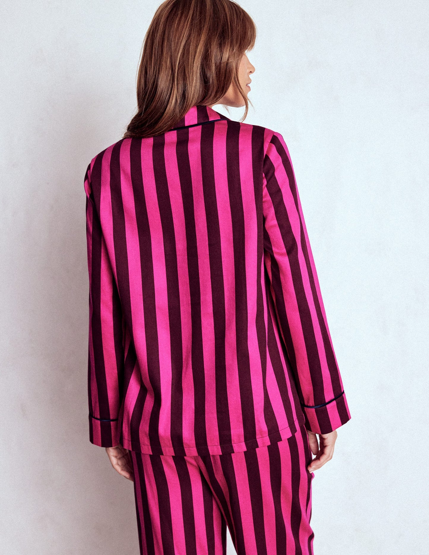 Cotton Pyjama Shirt-Pink Stripe