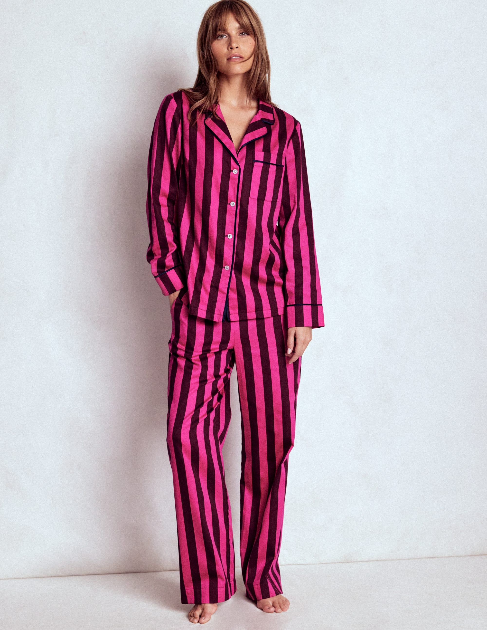 Cotton Pyjama Shirt-Pink Stripe - Image 5