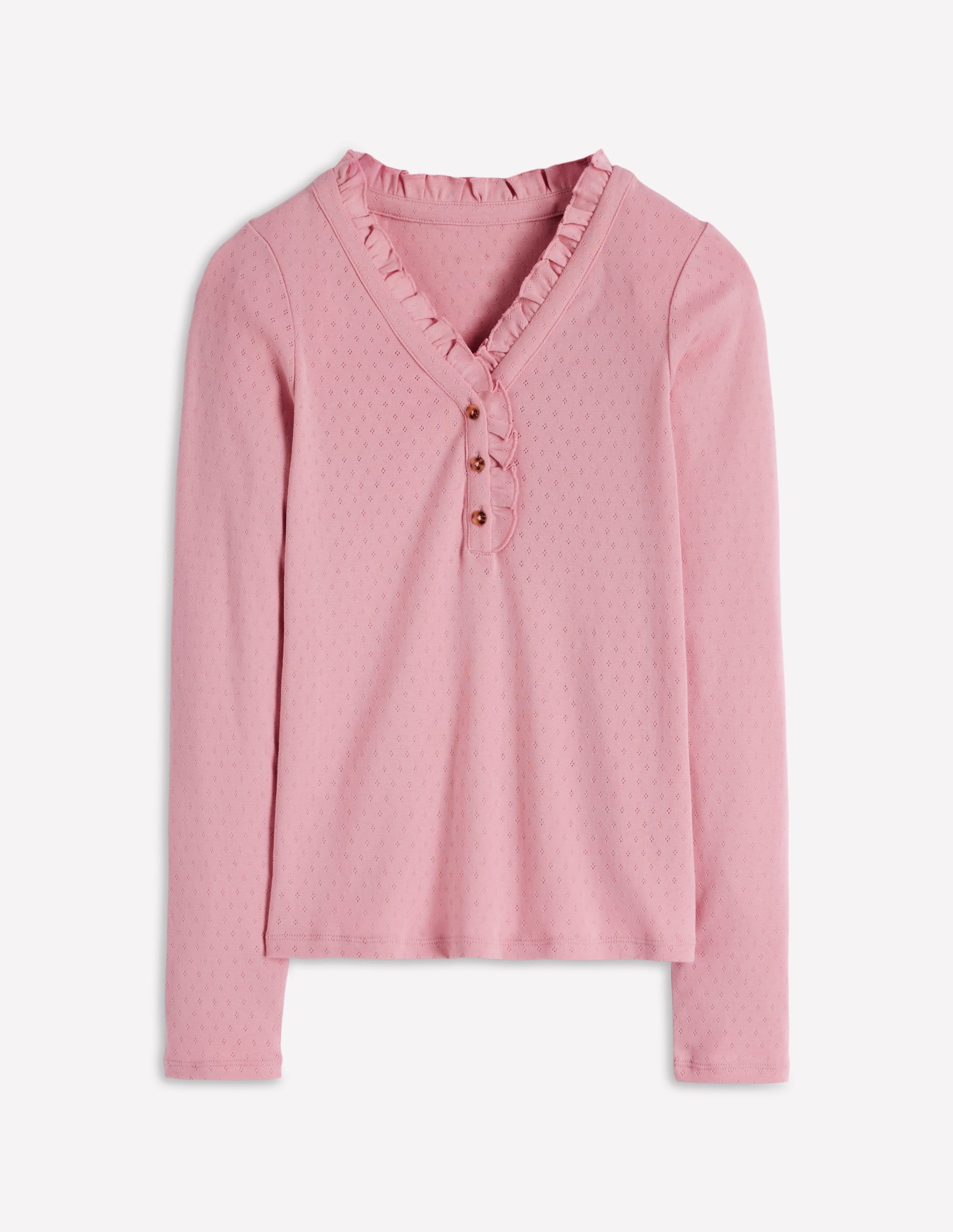 Henley Pyjama Top-Light Pink Marl - Image 4