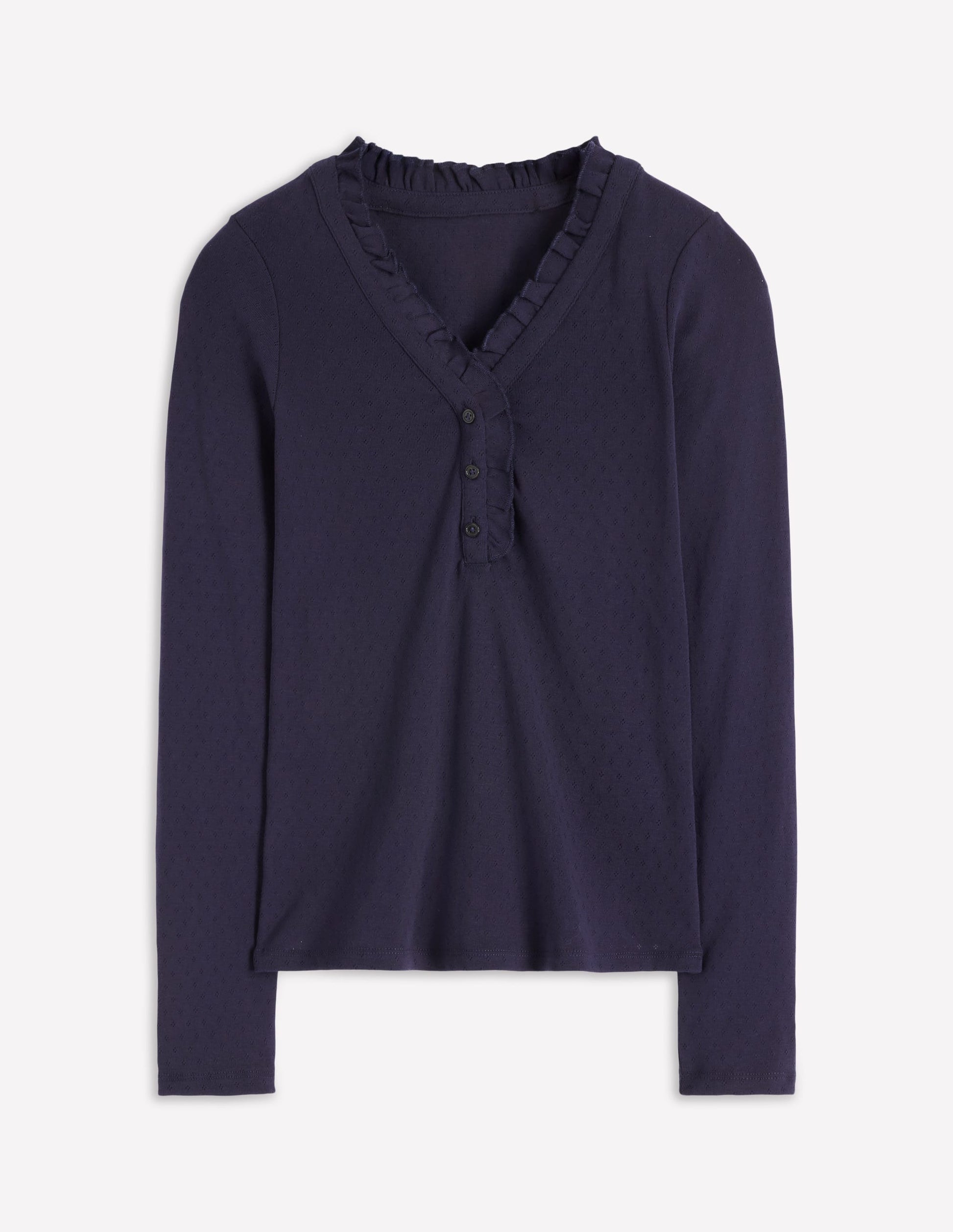 Henley Pyjama Top-Navy-5