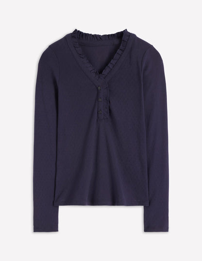 Henley Pyjama Top-Navy-5