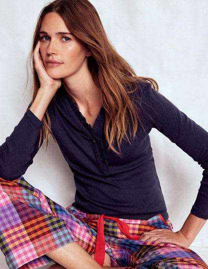 Henley Pyjama Top-Navy-1