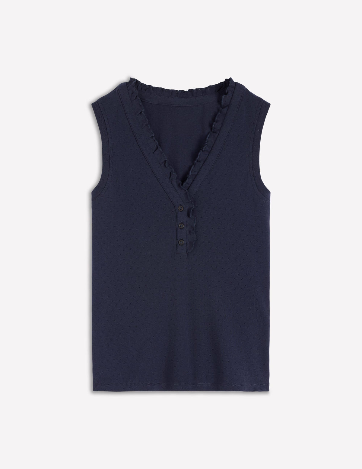 Jersey Henley Pyjama Vest-Dark Blue - Image 5