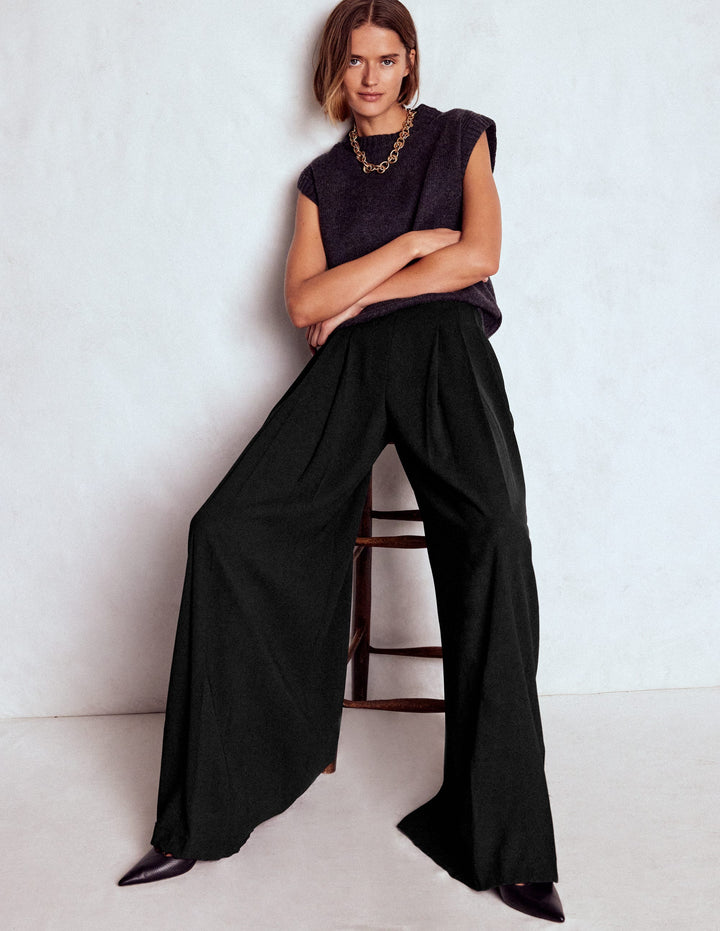 Regent Wide Leg Trousers-Black