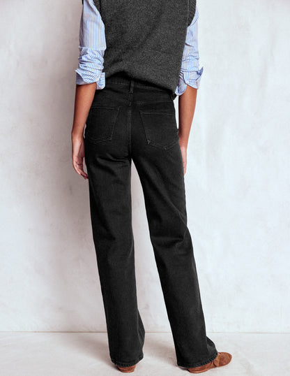 High Rise Column Leg Jeans-Black-3
