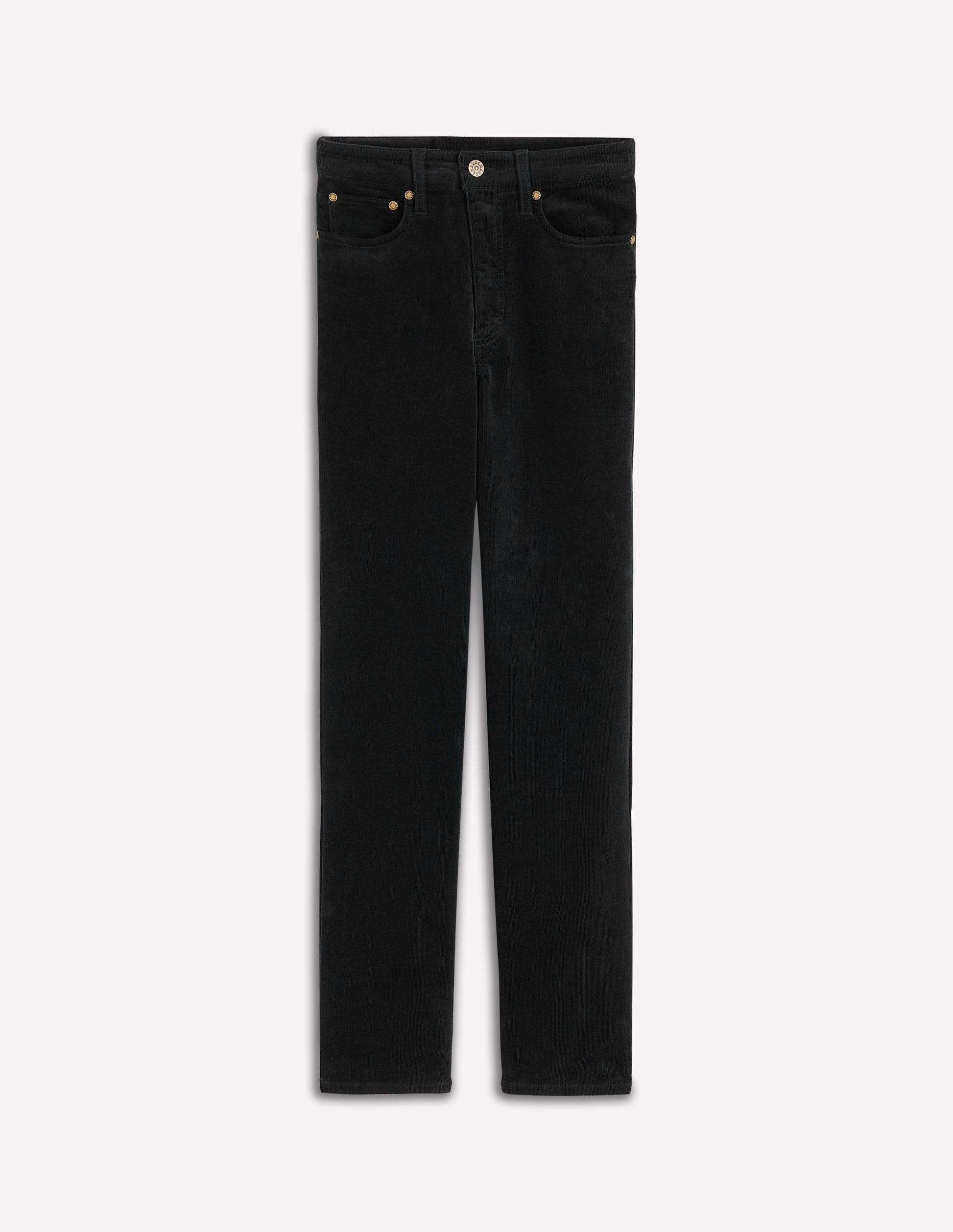 High-Waisted Cord Slim Jeans-Black-6