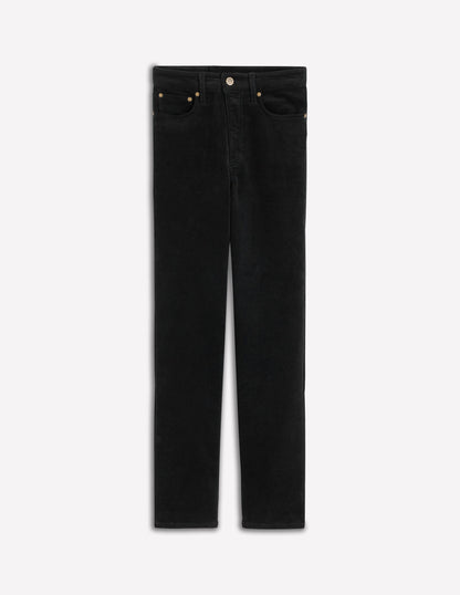 High-Waisted Cord Slim Jeans-Black-6