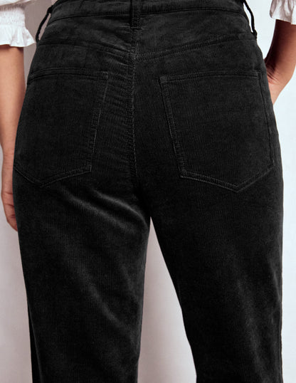 High-Waisted Cord Slim Jeans-Black-4