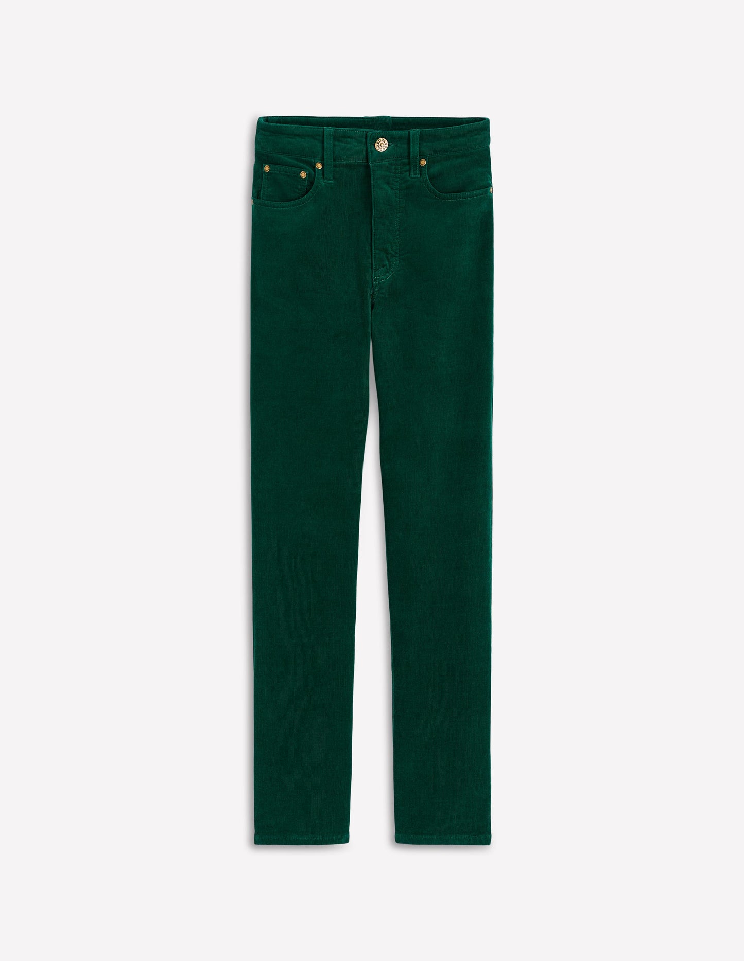 High-Waisted Cord Slim Jeans-Emerald Night