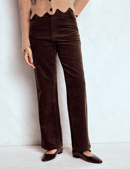 5-Pocket Cord Column Jeans-Espresso