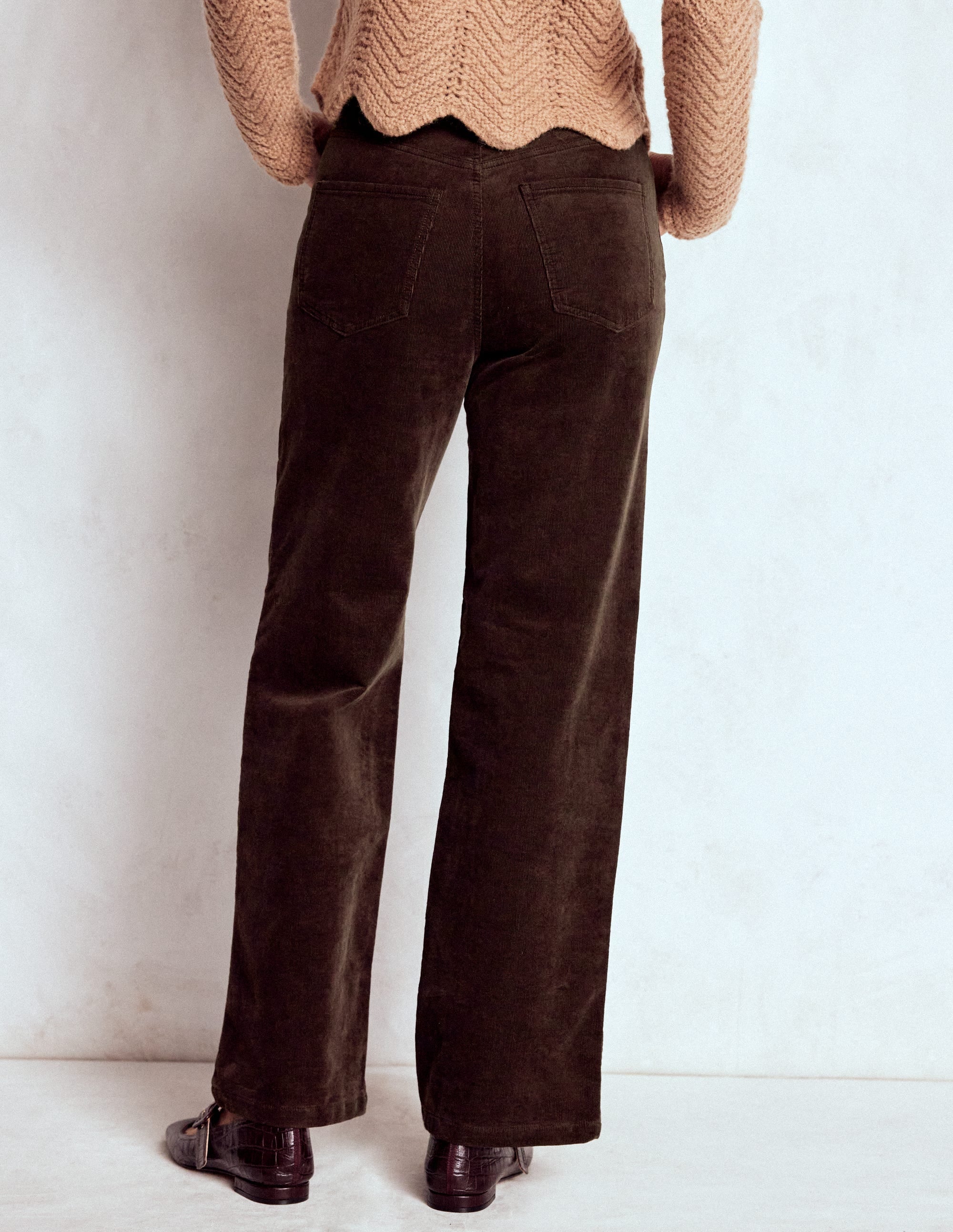 High Rise Cord Column Jeans-Espresso - Image 4