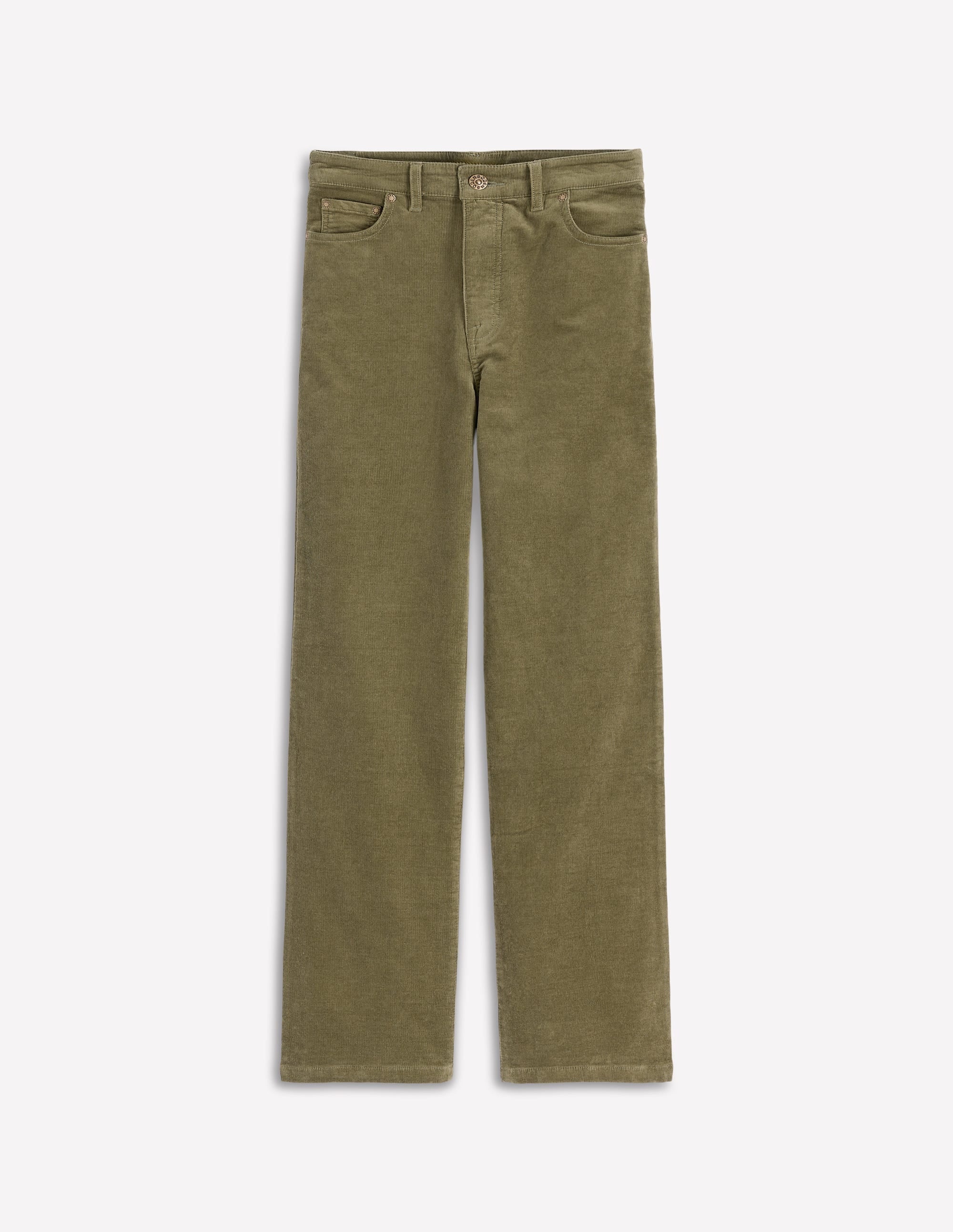 High Rise Cord Column Jeans-Green - Image 6