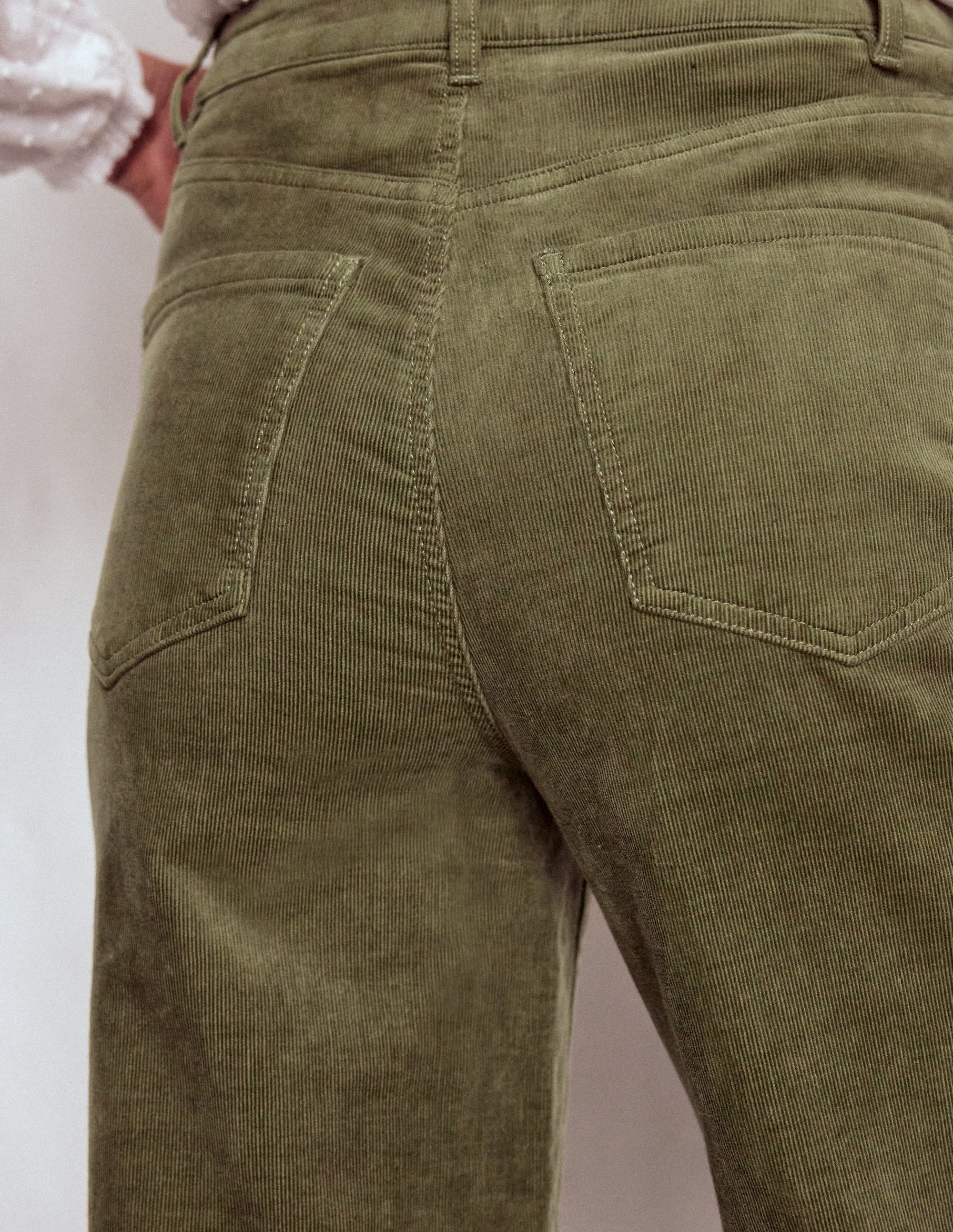 High Rise Cord Column Jeans-Green - Image 2