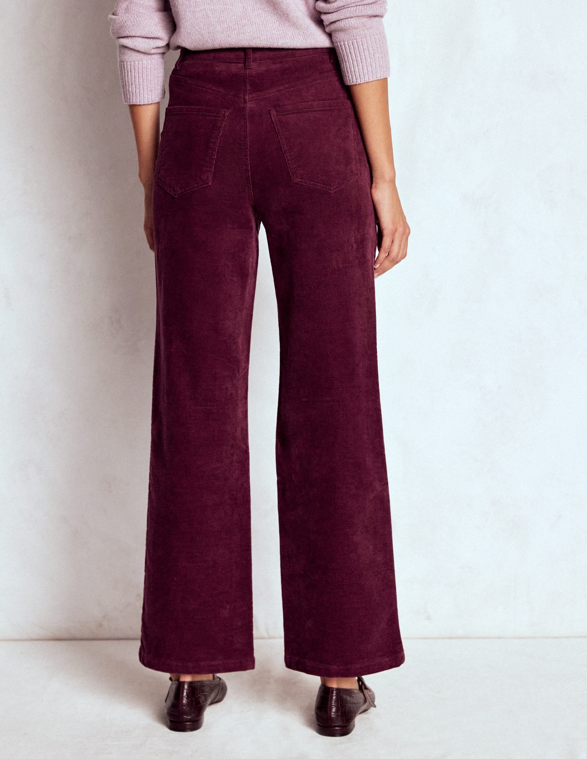 High Rise Cord Column Jeans-Burgundy - Image 3