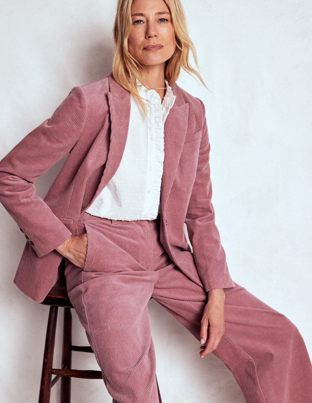 Belgravia Chunky Cord Trousers-Blushing Rose - Image 1