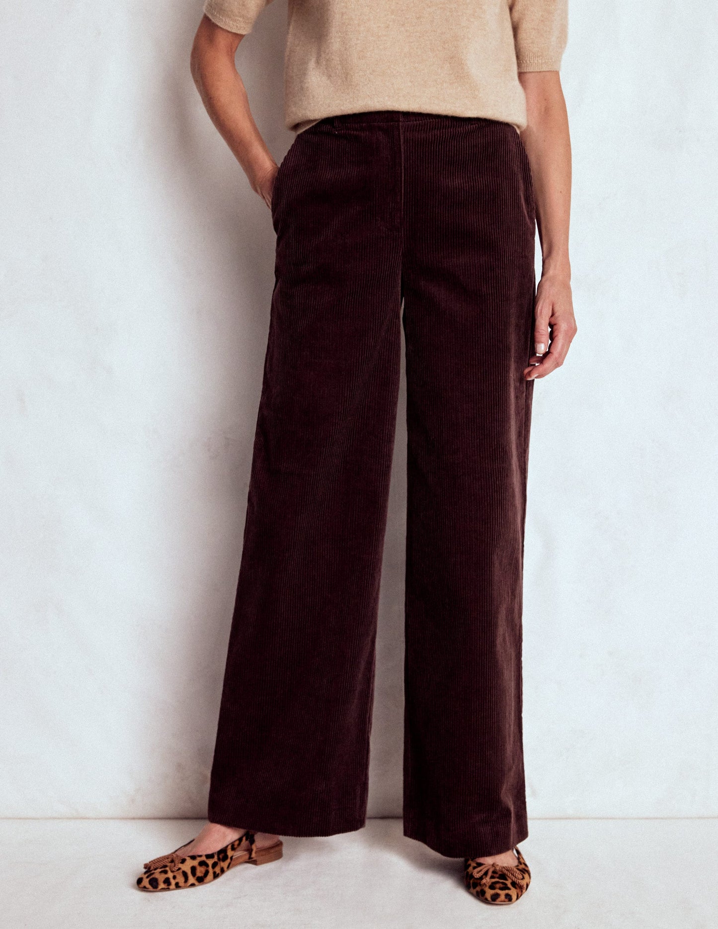 Belgravia Cord Trousers-Deep Aubergine