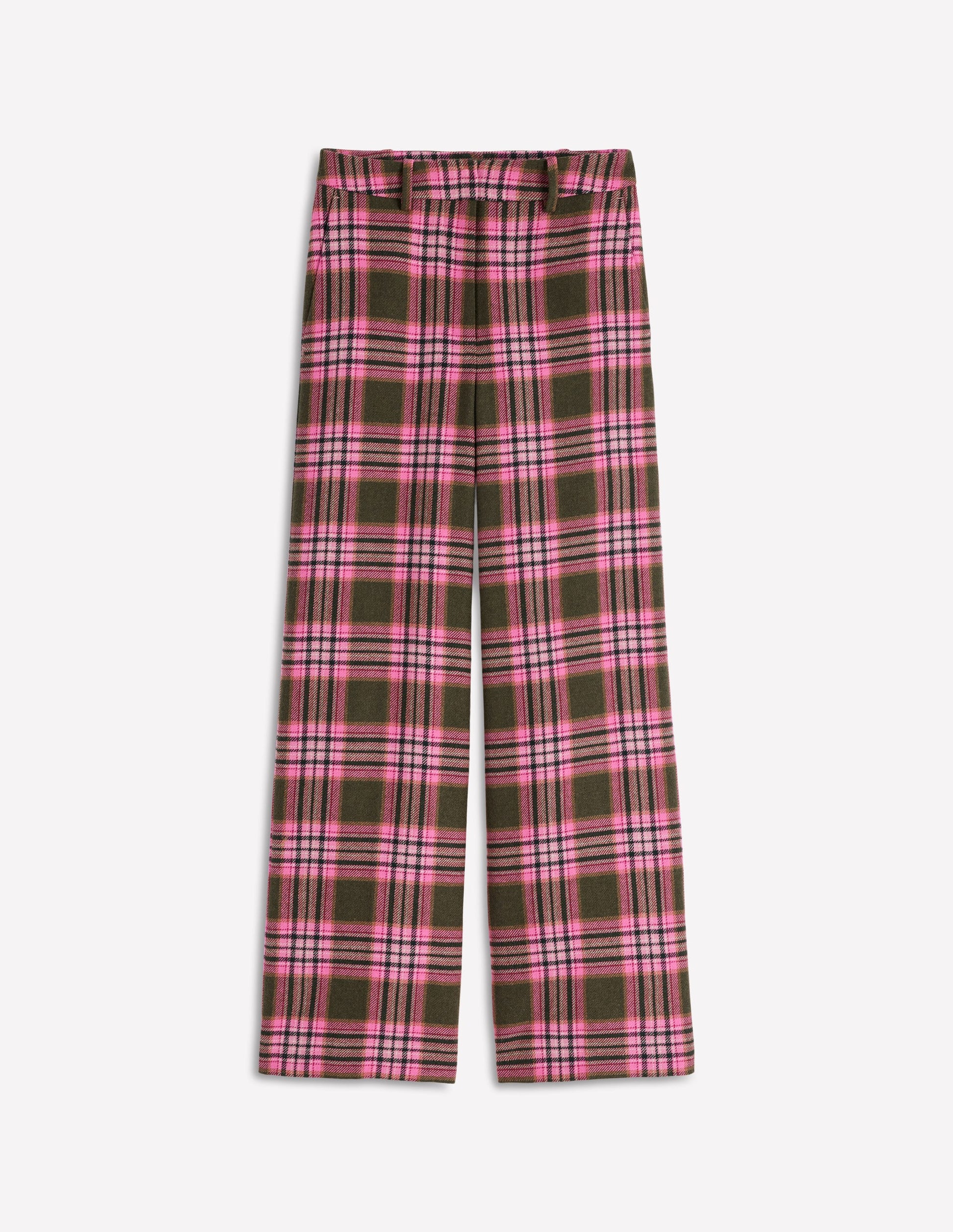 Belgravia Wool Trousers-Olive, Green and Pink Check-8